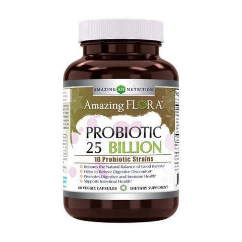 Amazing Nutrition, Amazing Flora Probiotic 10 Strains 25 Billion, 60 Veg Caps