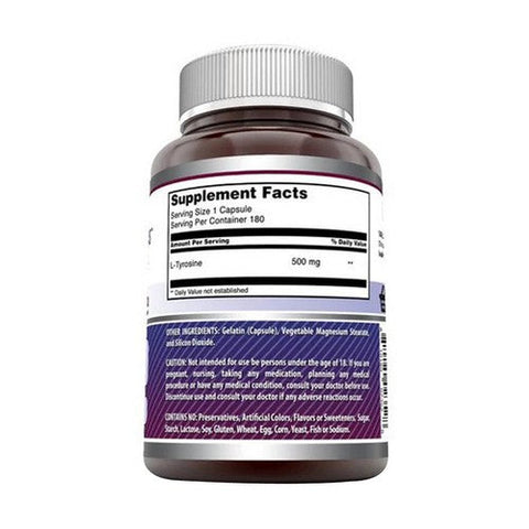 Amazing Nutrition, Amazing Formulas L-Tyrosine, 500 mg, 180 Caps Amazing Nutrition