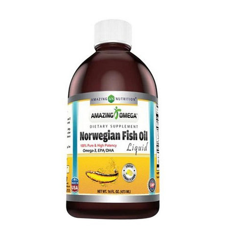 Amazing Omega Norwegian Fish Oil Fresh Lemon 16 Oz by Amazing Nutrition