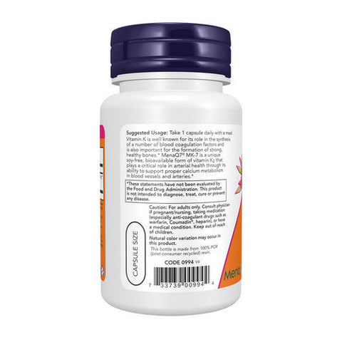 Now Foods, MK-7 Vitamin K-2 Extra Strength, 300 Mcg, 60 Veg Caps Now Foods