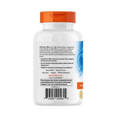 Doctors Best, High Absorption Magnesium, 52.5 Mg, 120 Veggie Caps Doctors Best