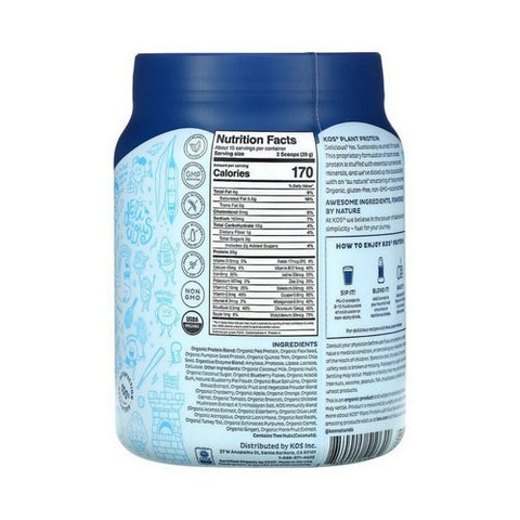 Kos, Organic Plant Protein with Blue Spirulina & Immunity Blend, 20.6 Oz Kos