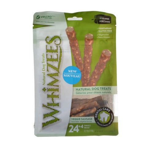 Whimzees, Natural Dog Treats - Veggie Sausage Sticks, Small - 28 Pack - (Dogs 15-25 lbs) Whimzees
