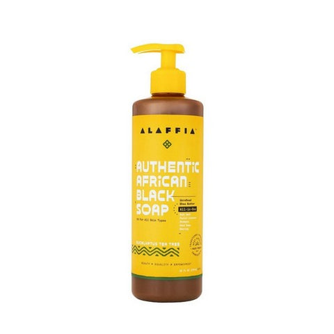Alaffia, Authentic African Black Soap Eucalyptus Tea Tree, 16 Oz (Case of 3)