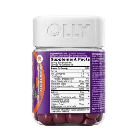 Olly, Immunity Sleep Plus Elderberry Midnight Berry, 36 Count Olly