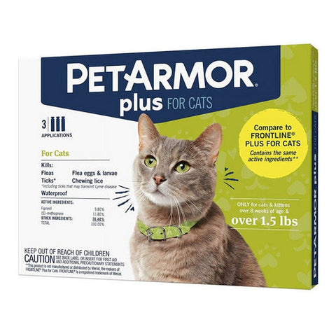 PetArmor, PetArmor Plus Flea and Tick Treatment for Cats (Over 1.5 Pounds), 3 count PetArmor
