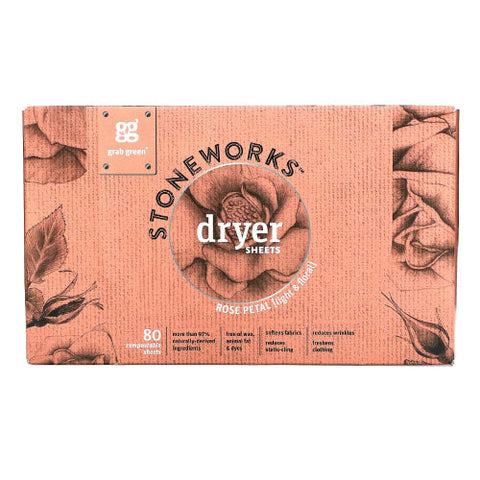 Grab Green, Stoneworks Dryer Sheets Rose, 80 Count Grab Green