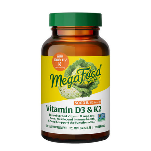 MegaFood, Vitamin D3 And K2, 5000 IU 120 Caps MegaFood