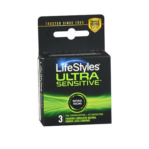 Lifestyles, Ultra Sensitive Lubricated Latex Condoms, 3 Count Lifestyles