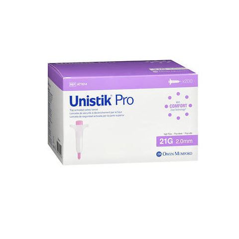 Unistik, Pro Top Activated Safety Lancets 25G 1.6Mm, 200 Count Unistik