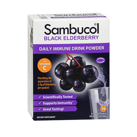 Sambucol, Black Elderberry Daily Immune Drink Powder, 16 Packets Sambucol