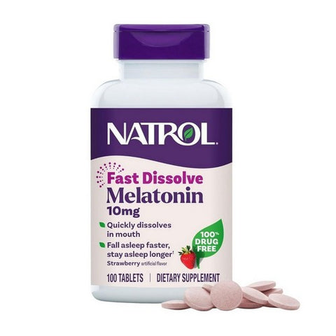 Natrol, Melatonin Fast Dissolve Strawberry, 10 Mg, 100 Tablets Natrol