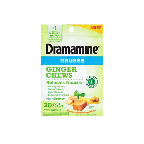 Dramamine, Nausea Non-Drowsy Ginger Soft Chews, 20 Chews Dramamine