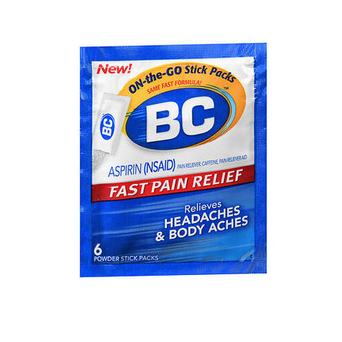 BC, Fast Pain Relief Powder Stick Packs On The Go, 6 Count BC