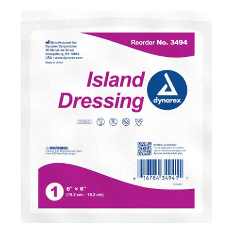 Dynarex, White Adhesive Dressing 6 x 6 Inch, Box Of 25 Dynarex
