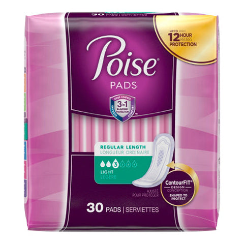 Kimberly Clark, Poise Bladder Control Pads Light Absorbency Regular Length, Pack Of 30 Kimberly Clark