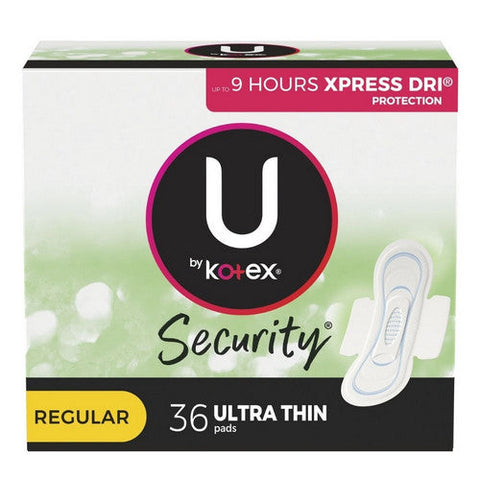 Kimberly Clark, Feminine Pad U by Kotex Security Ultra Thin with Wings Regular Absorbency, Pack Of 36 Kimberly Clark