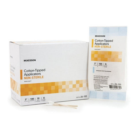 McKesson, Swabsticks Cotton-Tip Wood Shaft 3" Non-Sterile, Count of 1 McKesson