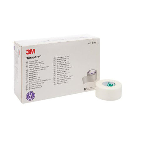 3M, Durapore Silk-Like Cloth Medical Tape1 Inch x 10 Yard, Box Of 12