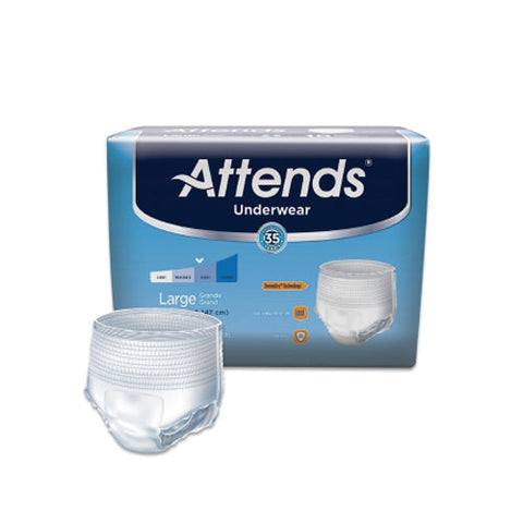 Attends, Adult Moderate Absorbent Underwear Large White, Pack Of 25 Attends