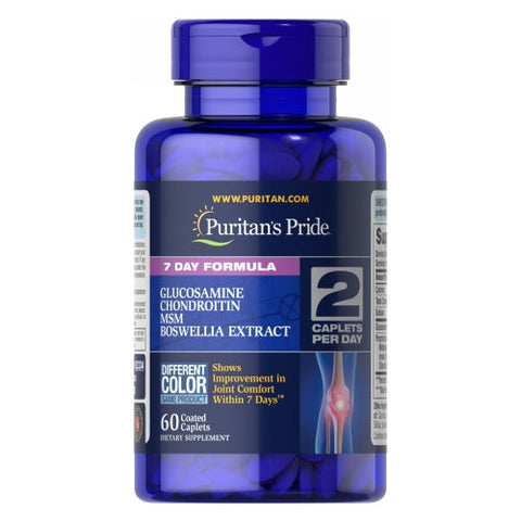 Puritan's Pride, 7 Day Formula Joint Soother Glucosamine Chondroitin MSM & Boswellia, 60 Caplets Puritan's Pride
