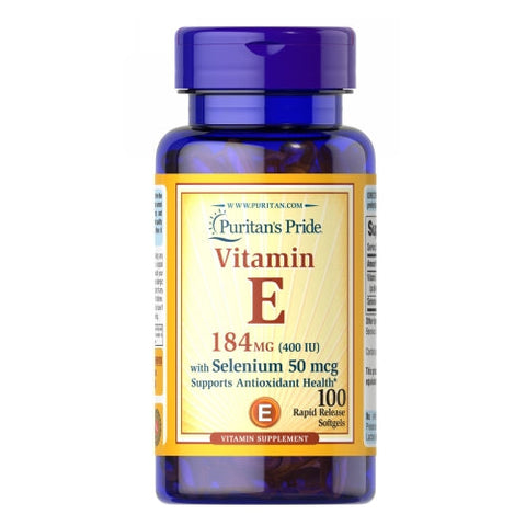 Puritan's Pride, Vitamin E-400 IU with Selenium 50 mcg, 100 Softgels Puritan's Pride
