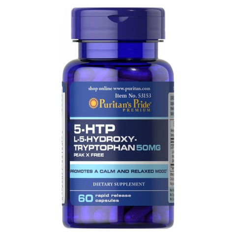 Puritan's Pride, 5-HTP 100 (Griffonia Simplicifolia), 50 mg, 60 Capsules Puritan's Pride