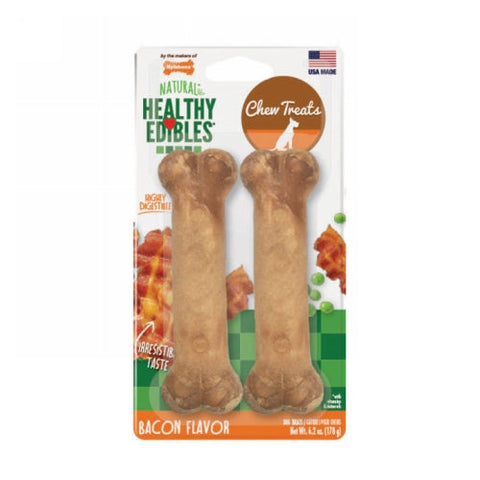 Nylabone, Healthy Edibles Bacon Chew Wolf, 2 Packets Nylabone