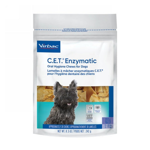 Virbac, C.E.T. Enzymatic Oral Hygiene Chews for Dogs Small, 30 Soft Chews Virbac