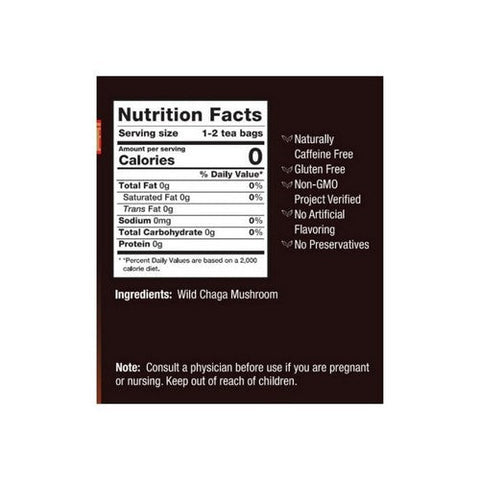Bravo Tea, Mushroom Wonders Chaga Herbal Tea, 20 Bags Bravo Tea