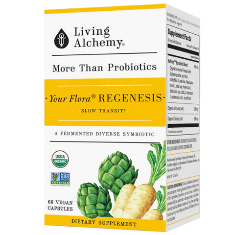 Living Alchemy, Your Flora Probiotics Regenisis Slow Transit & Post Antibiotics, 60 Caps Living Alchemy