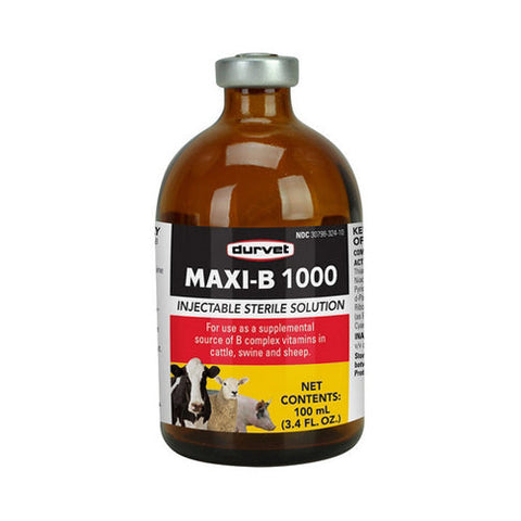 Maxi-B 1000 Injectable For Cattle Swine And Sheep 3.4 Oz by Durvet