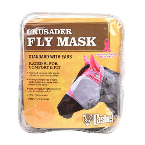 Cashel, Crusader Standard Nose Pasture Fly Mask with Ears Horse Pink, 1 Count Cashel