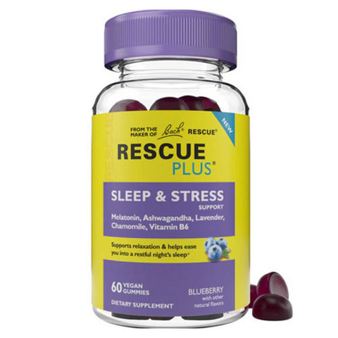 Rescue Plus Sleep And Stress Support Gummies Blueberry 60 Gummies by Bach