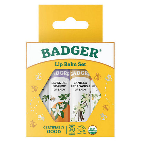 Badger Balm, Classic Lip Balm Set Gold, 4 Count Badger Balm