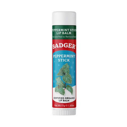 Badger Balm, Peppermint Stick Jumbo Lip Balm Stick, .6 Oz Badger Balm