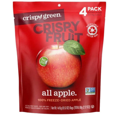 Crispy Green, All Apple Freeze Dried Fruit, 4 Count Crispy Green