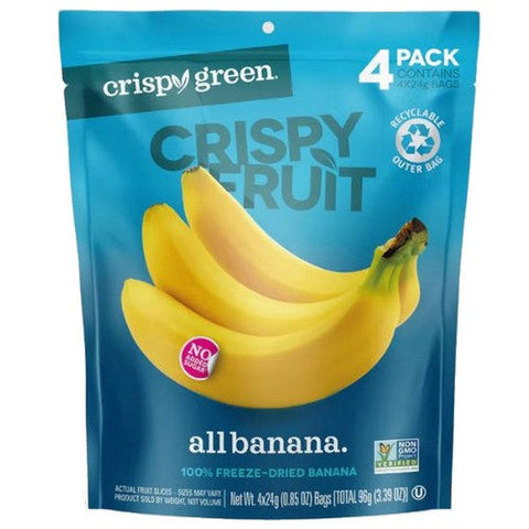 Crispy Green, All Banana Freeze Dried Fruit, 4 Count Crispy Green