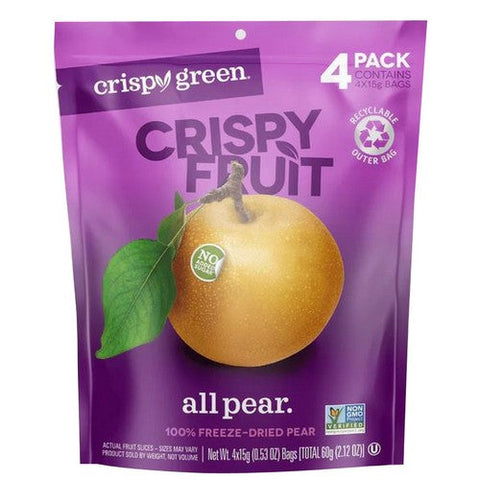 Crispy Green, All Pear Freeze Dried Fruit, 4 Count Crispy Green