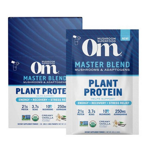 Om Mushrooms, Mushroom Master Blend Protein Vanilla, 10 Count Om Mushrooms