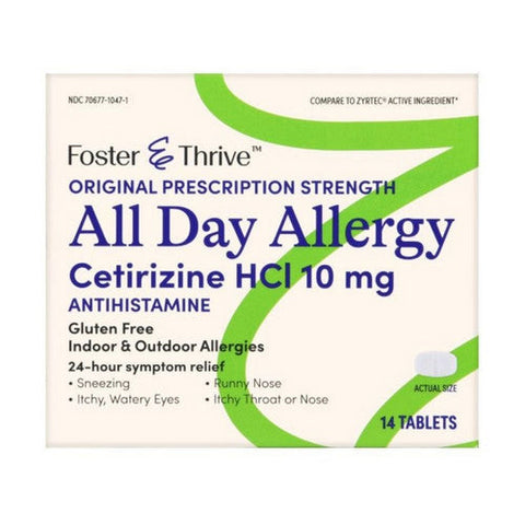 Foster And Thrive, All Day Allergy Cetirizine Hcl, 10 Mg, 14 Tabs Foster And Thrive