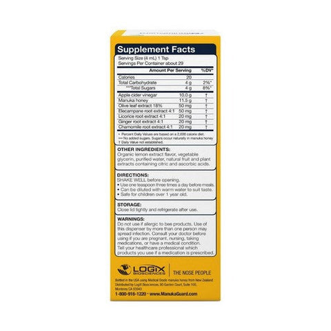 Manuka Guard, Manuka Honey Kid'S Cough And Throat Syrup Nighttime Honey Lemon, 4 Oz Manuka Guard
