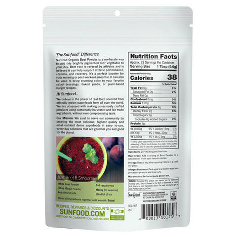 Sunfood Superfoods, Organic Beet Powder, 8 Oz Sunfood Superfoods