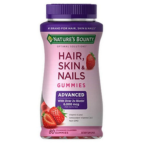 Nature's Bounty, Hair Skin And Nails Gummies Strawberry, 80 Count Nature's Bounty