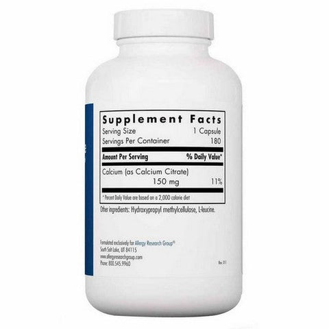 Nutricology/ Allergy Research Group, Calcium Citrate Pure Well-Absorbed Calcium, 180 Veg Caps Nutricology/ Allergy Research Group