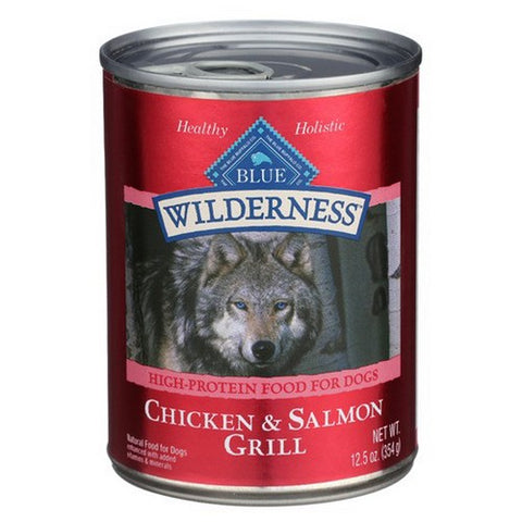 Blue Buffalo, Wilderness High Protein Natural Adult Wet Dog Food with Salmon & Chicken Grill, 12.5 Oz (Case Of 12) Blue Buffalo