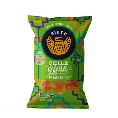Siete, Chile Lime Kettle Cooked Potato Chips, 5.5 Oz (Case Of 6) Siete
