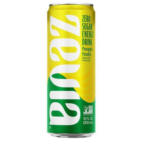 Zevia, Pineapple Paradise Energy Drink, 12 Oz (Case Of 12) Zevia