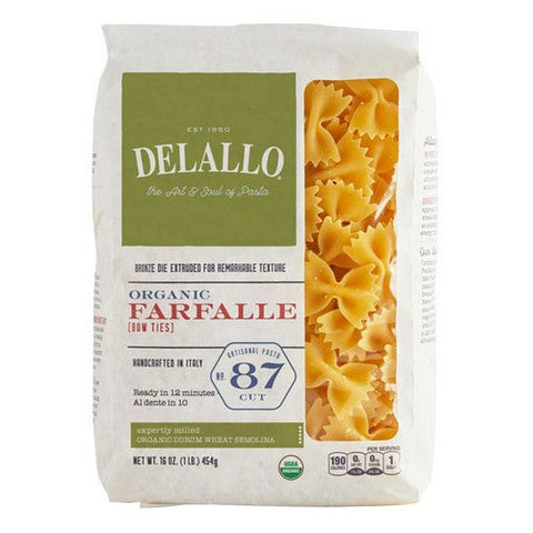 Delallo, Organic Farfalle Pasta, 16 Oz (Case Of 8) Delallo
