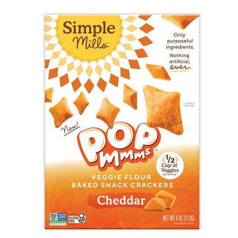 Simple Mills, Pop MMMS Veggie Flour Baked Snack Crackers Cheddar, 4 Oz (Case Of 6) Simple Mills